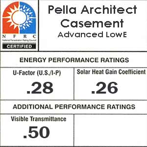Pella architect casement NFRC